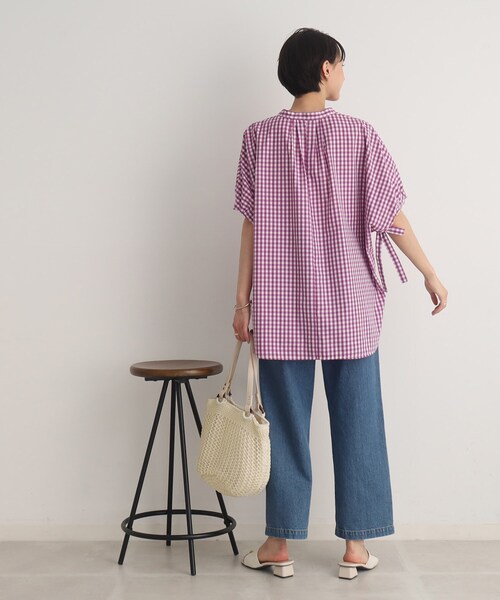 DRESKIP(ドレスキップ)の「◆コーデの主役!袖リボン バンドカラービッグシャツ(シャツ/ブラウス・レディース・オフホワイト/ネイビー系2/パープル系2/ブラック系1・00)」の18枚目の写真