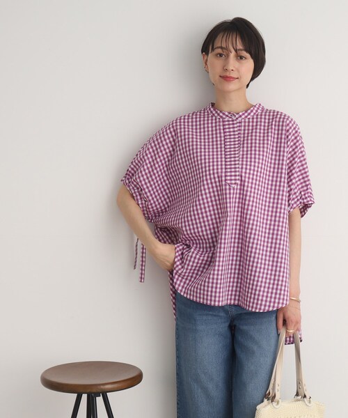 DRESKIP(ドレスキップ)の「◆コーデの主役!袖リボン バンドカラービッグシャツ(シャツ/ブラウス・レディース・オフホワイト/ネイビー系2/パープル系2/ブラック系1・00)」の19枚目の写真