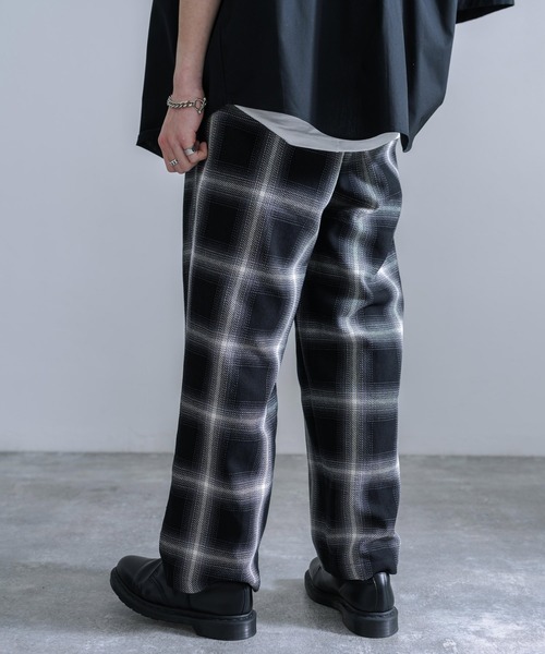 Audience（オーディエンス）の「Upscape Audience 日本製/国産 10/2 ヘビーツイル オンブレチェック 2タック ワイド イージーパンツ AUD3559（その他パンツ・メンズ・レッド/ブラック/キャメル・L/XL/M）」の5枚目の写真