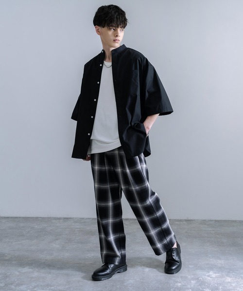 Audience（オーディエンス）の「Upscape Audience 日本製/国産 10/2 ヘビーツイル オンブレチェック 2タック ワイド イージーパンツ AUD3559（その他パンツ・メンズ・レッド/ブラック/キャメル・L/XL/M）」の6枚目の写真