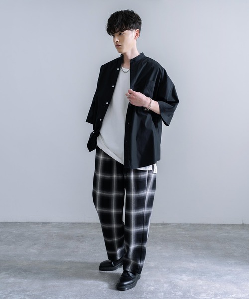 Audience（オーディエンス）の「Upscape Audience 日本製/国産 10/2 ヘビーツイル オンブレチェック 2タック ワイド イージーパンツ AUD3559（その他パンツ・メンズ・レッド/ブラック/キャメル・L/XL/M）」の8枚目の写真