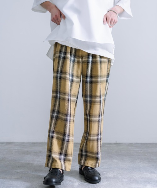 Audience（オーディエンス）の「Upscape Audience 日本製/国産 10/2 ヘビーツイル オンブレチェック 2タック ワイド イージーパンツ AUD3559（その他パンツ・メンズ・レッド/ブラック/キャメル・L/XL/M）」の10枚目の写真