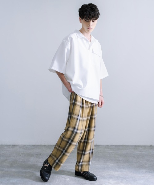 Audience（オーディエンス）の「Upscape Audience 日本製/国産 10/2 ヘビーツイル オンブレチェック 2タック ワイド イージーパンツ AUD3559（その他パンツ・メンズ・レッド/ブラック/キャメル・L/XL/M）」の11枚目の写真