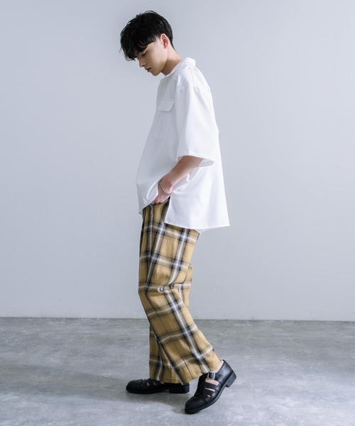 Audience（オーディエンス）の「Upscape Audience 日本製/国産 10/2 ヘビーツイル オンブレチェック 2タック ワイド イージーパンツ AUD3559（その他パンツ・メンズ・レッド/ブラック/キャメル・L/XL/M）」の12枚目の写真