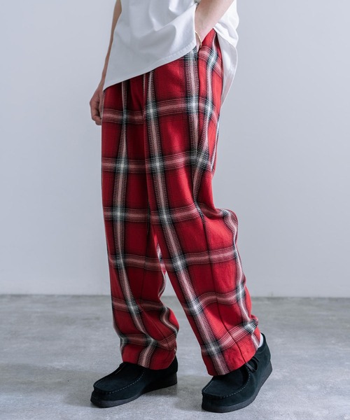 Audience（オーディエンス）の「Upscape Audience 日本製/国産 10/2 ヘビーツイル オンブレチェック 2タック ワイド イージーパンツ AUD3559（その他パンツ・メンズ・レッド/ブラック/キャメル・L/XL/M）」の14枚目の写真