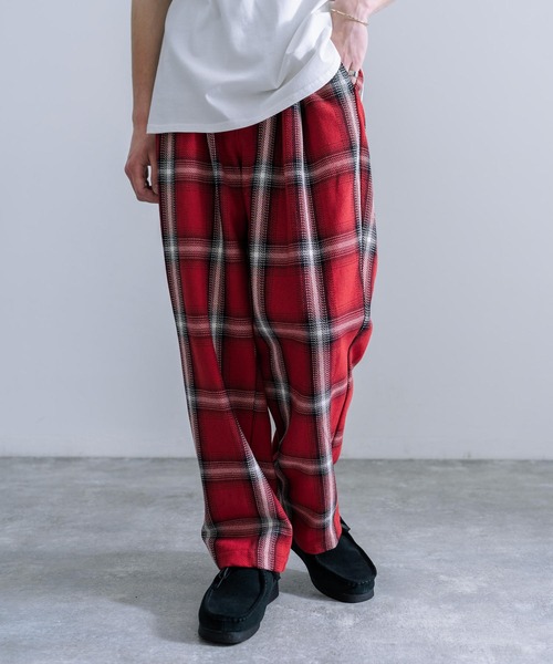 Audience（オーディエンス）の「Upscape Audience 日本製/国産 10/2 ヘビーツイル オンブレチェック 2タック ワイド イージーパンツ AUD3559（その他パンツ・メンズ・レッド/ブラック/キャメル・L/XL/M）」の16枚目の写真