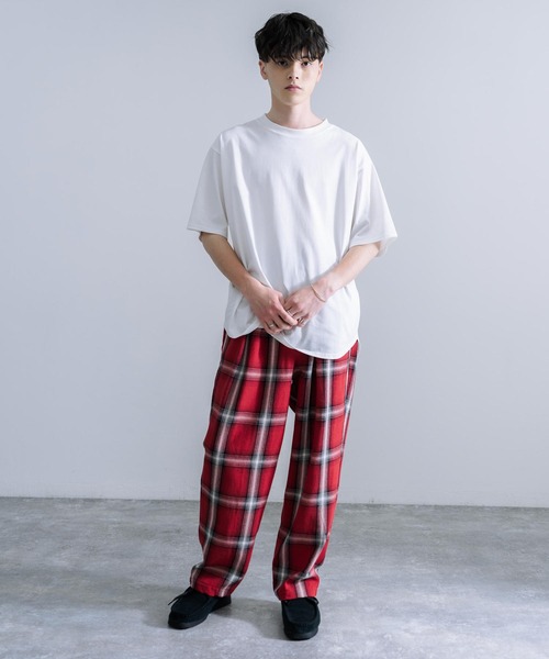 Audience（オーディエンス）の「Upscape Audience 日本製/国産 10/2 ヘビーツイル オンブレチェック 2タック ワイド イージーパンツ AUD3559（その他パンツ・メンズ・レッド/ブラック/キャメル・L/XL/M）」の17枚目の写真