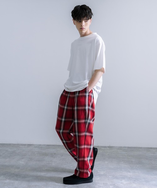 Audience（オーディエンス）の「Upscape Audience 日本製/国産 10/2 ヘビーツイル オンブレチェック 2タック ワイド イージーパンツ AUD3559（その他パンツ・メンズ・レッド/ブラック/キャメル・L/XL/M）」の18枚目の写真
