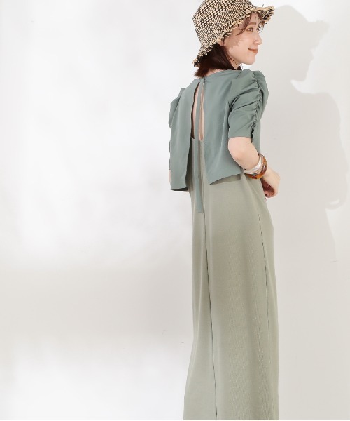 N.（N. Natural Beauty Basic）（エヌエヌナチュラルビューティーベーシック）の「クロップドブラウスセットワンピース（ワンピース・レディース・ブラウン/グリーン/ブラック・MEDIUM）」の3枚目の写真