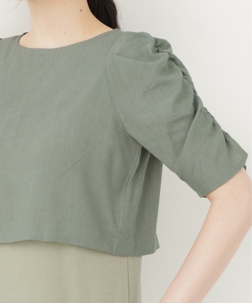 N.（N. Natural Beauty Basic）（エヌエヌナチュラルビューティーベーシック）の「クロップドブラウスセットワンピース（ワンピース・レディース・ブラウン/グリーン/ブラック・MEDIUM）」の10枚目の写真