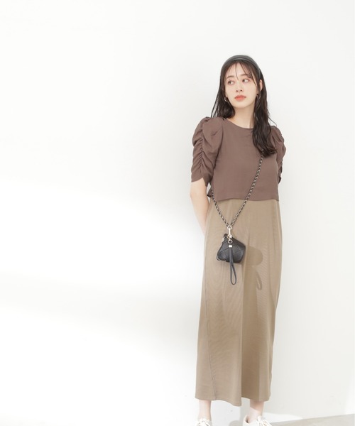 N.（N. Natural Beauty Basic）（エヌエヌナチュラルビューティーベーシック）の「クロップドブラウスセットワンピース（ワンピース・レディース・ブラウン/グリーン/ブラック・MEDIUM）」の22枚目の写真