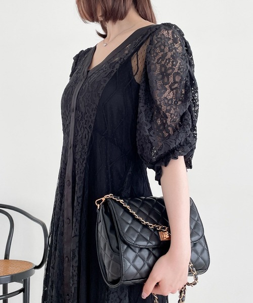 Heather（ヘザー）の「【オケージョン】パネルレースフレアワンピース　964207（ドレス・レディース・ブラック/オフホワイト/グレー・FREE）」の6枚目の写真