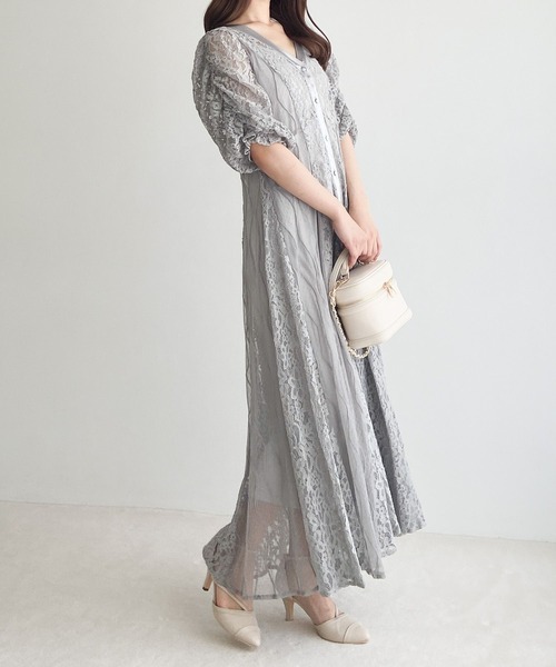 Heather（ヘザー）の「【オケージョン】パネルレースフレアワンピース　964207（ドレス・レディース・ブラック/オフホワイト/グレー・FREE）」の10枚目の写真