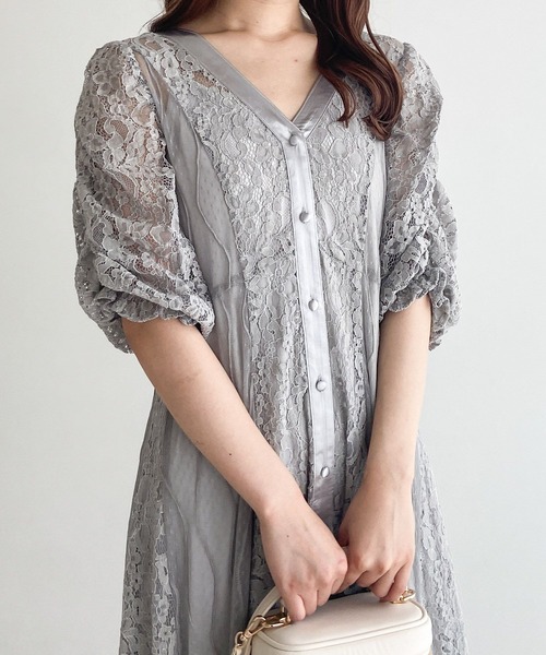 Heather（ヘザー）の「【オケージョン】パネルレースフレアワンピース　964207（ドレス・レディース・ブラック/オフホワイト/グレー・FREE）」の13枚目の写真