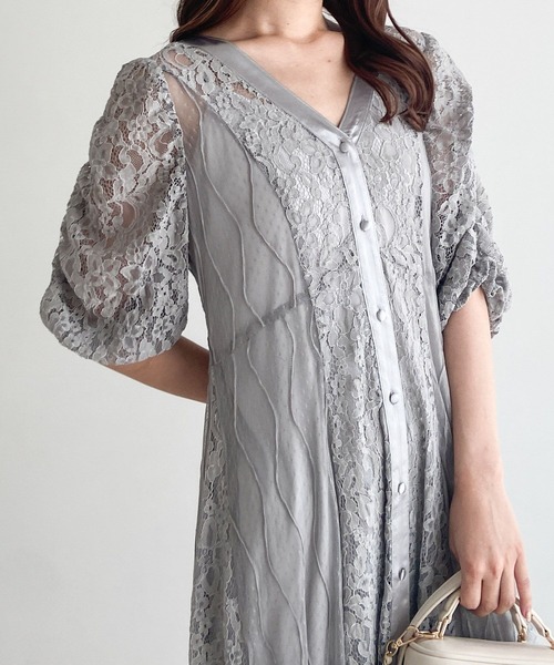 Heather（ヘザー）の「【オケージョン】パネルレースフレアワンピース　964207（ドレス・レディース・ブラック/オフホワイト/グレー・FREE）」の14枚目の写真