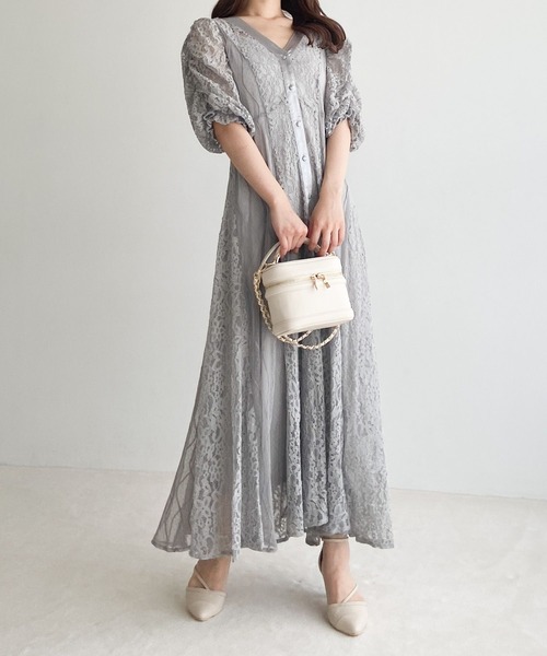 Heather（ヘザー）の「【オケージョン】パネルレースフレアワンピース　964207（ドレス・レディース・ブラック/オフホワイト/グレー・FREE）」の8枚目の写真