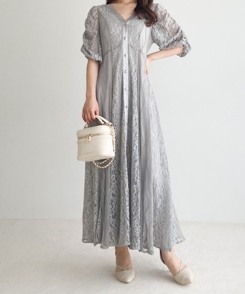 Heather（ヘザー）の「【オケージョン】パネルレースフレアワンピース　964207（ドレス・レディース・ブラック/オフホワイト/グレー・FREE）」の9枚目の写真