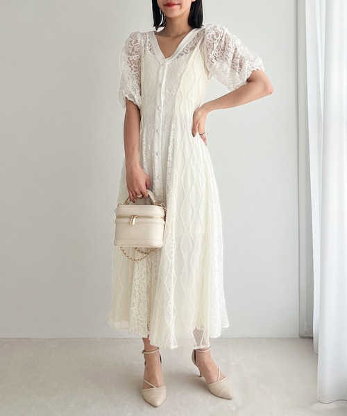 Heather（ヘザー）の「【オケージョン】パネルレースフレアワンピース　964207（ドレス・レディース・ブラック/オフホワイト/グレー・FREE）」の16枚目の写真