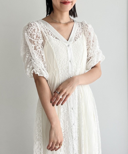 Heather（ヘザー）の「【オケージョン】パネルレースフレアワンピース　964207（ドレス・レディース・ブラック/オフホワイト/グレー・FREE）」の22枚目の写真