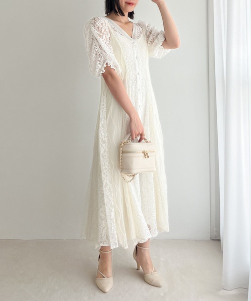 Heather（ヘザー）の「【オケージョン】パネルレースフレアワンピース　964207（ドレス・レディース・ブラック/オフホワイト/グレー・FREE）」の17枚目の写真