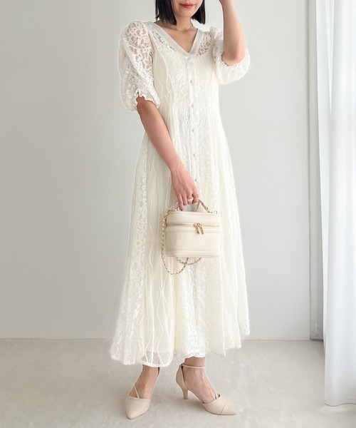 Heather（ヘザー）の「【オケージョン】パネルレースフレアワンピース　964207（ドレス・レディース・ブラック/オフホワイト/グレー・FREE）」の18枚目の写真