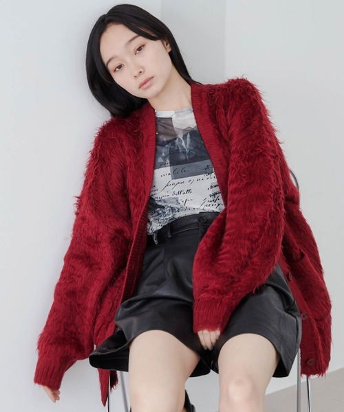 美品⭐️レッドヴァレンティノ カーディガン ミンクファー 取り外し