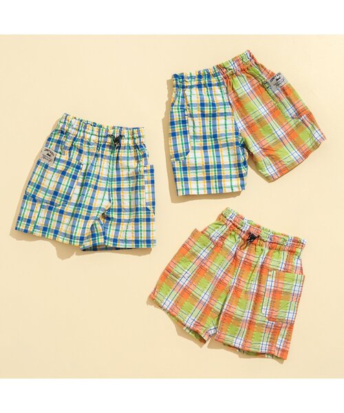 BREEZE（ブリーズ）の「【リンクコーデ可能】チェックリンクパンツ_5分丈（その他パンツ・キッズ・ブルー/オレンジ/その他11・100/120/90/80/140/130/110）」の4枚目の写真