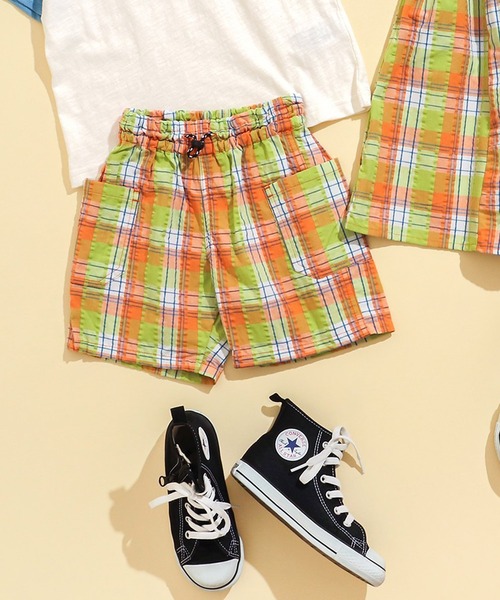 BREEZE（ブリーズ）の「【リンクコーデ可能】チェックリンクパンツ_5分丈（その他パンツ・キッズ・ブルー/オレンジ/その他11・100/120/90/80/140/130/110）」の3枚目の写真