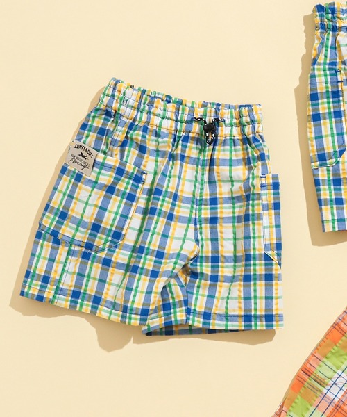 BREEZE（ブリーズ）の「【リンクコーデ可能】チェックリンクパンツ_5分丈（その他パンツ・キッズ・ブルー/オレンジ/その他11・100/120/90/80/140/130/110）」の2枚目の写真