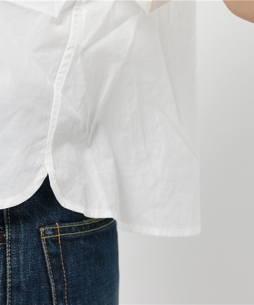 CIAOPANIC（チャオパニック）の「【Caiopanic】　先染め綿インディゴ80'sタイプライターSH（シャツ/ブラウス・レディース・ホワイト/インディゴブルー・FREE）」の8枚目の写真