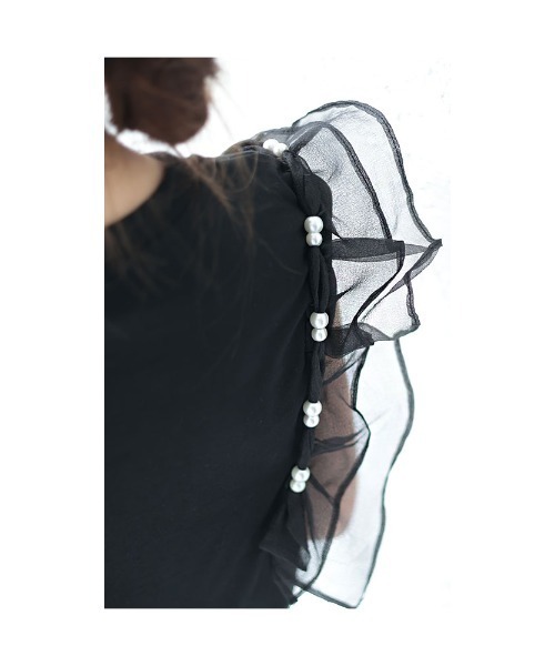 Sawa a la mode(サワアラモード)の「オーガンジーフリル袖カットソー(Tシャツ/カットソー・レディース・グレー/ブラック/パープル・FREE)」の13枚目の写真