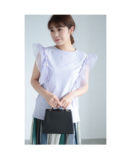 Sawa a la mode(サワアラモード)の「オーガンジーフリル袖カットソー(Tシャツ/カットソー・レディース・グレー/ブラック/パープル・FREE)」の11枚目の写真
