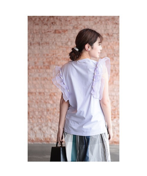 Sawa a la mode(サワアラモード)の「オーガンジーフリル袖カットソー(Tシャツ/カットソー・レディース・グレー/ブラック/パープル・FREE)」の15枚目の写真