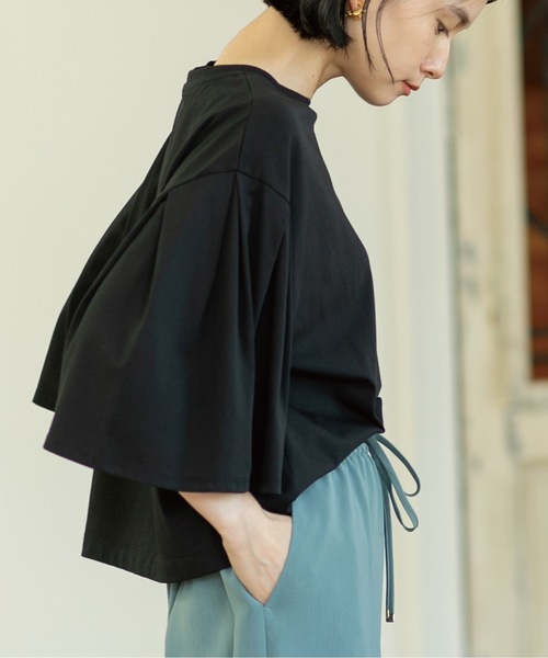 OPAQUE.CLIP(オペークドットクリップ)の「◆タックフレアスリーブカットソー/ショート丈【洗濯機洗い可】(Tシャツ/カットソー・レディース・ホワイト系/ブラック/チャコールグレー/キャメル・38/42/40)」の14枚目の写真