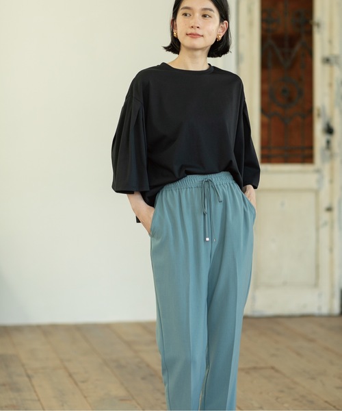 OPAQUE.CLIP(オペークドットクリップ)の「◆タックフレアスリーブカットソー/ショート丈【洗濯機洗い可】(Tシャツ/カットソー・レディース・ホワイト系/ブラック/チャコールグレー/キャメル・38/42/40)」の15枚目の写真