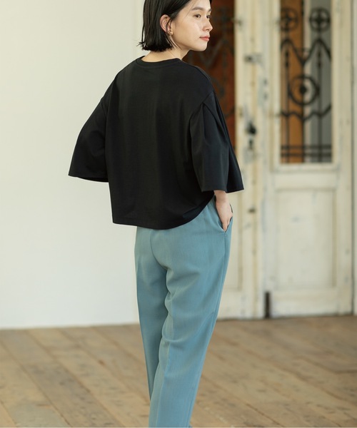 OPAQUE.CLIP(オペークドットクリップ)の「◆タックフレアスリーブカットソー/ショート丈【洗濯機洗い可】(Tシャツ/カットソー・レディース・ホワイト系/ブラック/チャコールグレー/キャメル・38/42/40)」の16枚目の写真