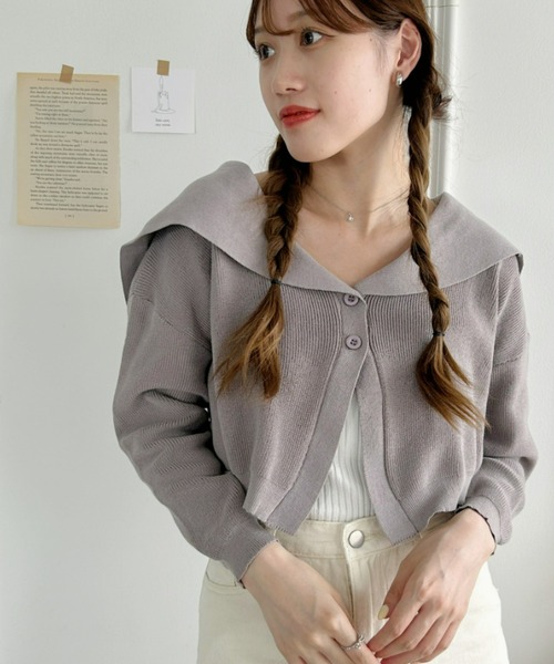Loueme（ルエム）の「セーラーカラーショートカーディガン（カーディガン/ボレロ・レディース・アイボリー/ベージュ/グレイッシュベージュ・FREE）」の16枚目の写真