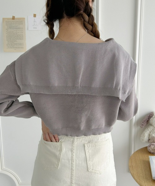 Loueme（ルエム）の「セーラーカラーショートカーディガン（カーディガン/ボレロ・レディース・アイボリー/ベージュ/グレイッシュベージュ・FREE）」の17枚目の写真