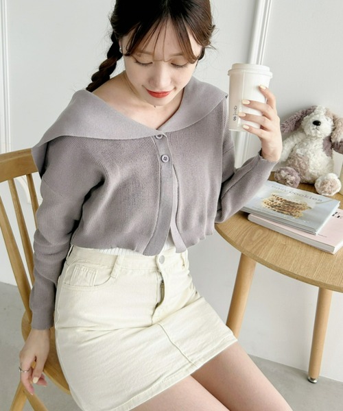 Loueme（ルエム）の「セーラーカラーショートカーディガン（カーディガン/ボレロ・レディース・アイボリー/ベージュ/グレイッシュベージュ・FREE）」の18枚目の写真