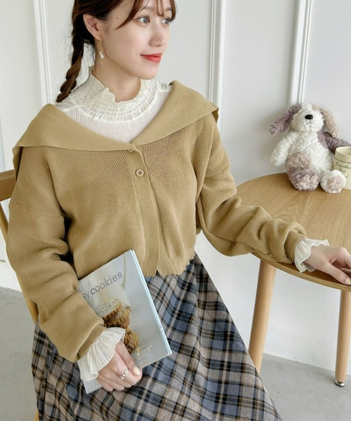 Loueme（ルエム）の「セーラーカラーショートカーディガン（カーディガン/ボレロ・レディース・アイボリー/ベージュ/グレイッシュベージュ・FREE）」の13枚目の写真