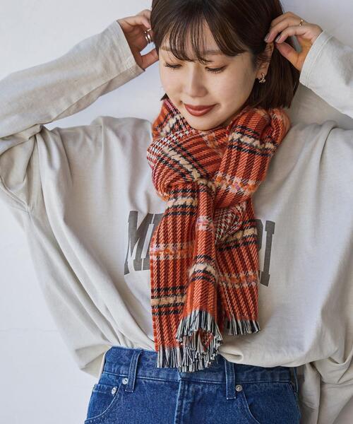 coen（コーエン）の「QUIOC（キオック）ダブルフェイスマフラー（WEB限定カラー）（ストール/ショール・レディース・ブラック/パープル/オレンジ・FREE）」の12枚目の写真