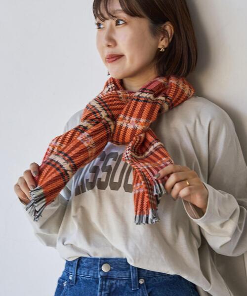 coen（コーエン）の「QUIOC（キオック）ダブルフェイスマフラー（WEB限定カラー）（ストール/ショール・レディース・ブラック/パープル/オレンジ・FREE）」の13枚目の写真