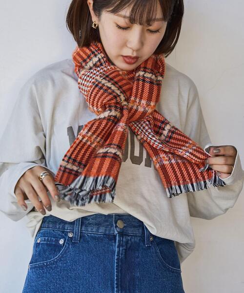 coen（コーエン）の「QUIOC（キオック）ダブルフェイスマフラー（WEB限定カラー）（ストール/ショール・レディース・ブラック/パープル/オレンジ・FREE）」の14枚目の写真