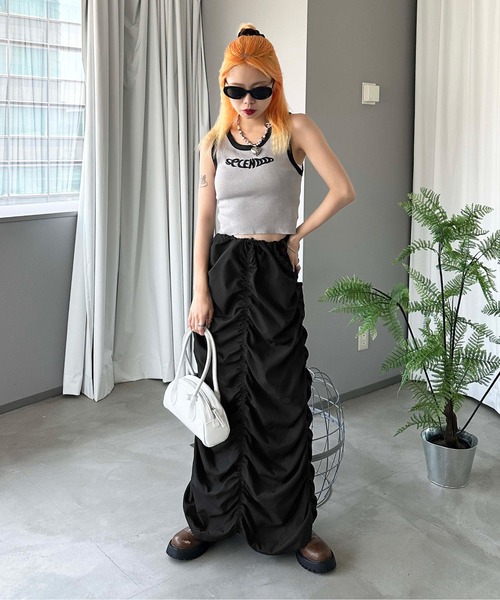 sedacle(セダクル)の「【SDG】shirring narrow skirt(スカート・レディース・ブラック/カーキ・FREE)」の6枚目の写真