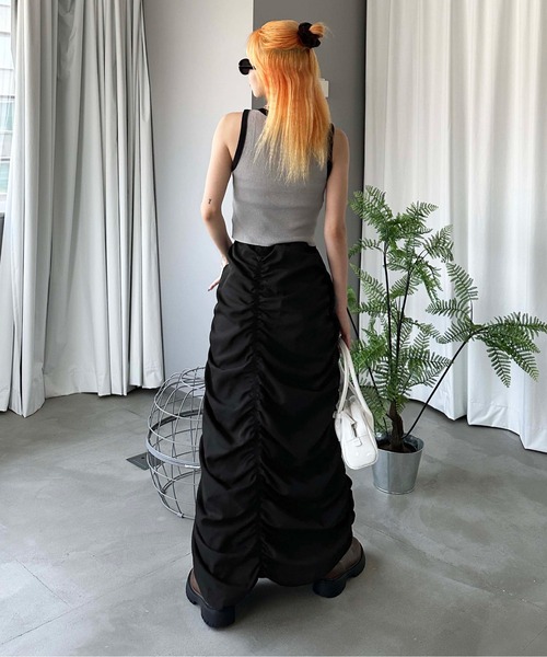sedacle(セダクル)の「【SDG】shirring narrow skirt(スカート・レディース・ブラック/カーキ・FREE)」の8枚目の写真