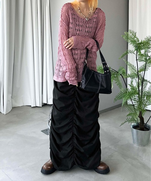 sedacle(セダクル)の「【SDG】shirring narrow skirt(スカート・レディース・ブラック/カーキ・FREE)」の9枚目の写真