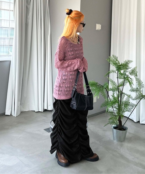 sedacle(セダクル)の「【SDG】shirring narrow skirt(スカート・レディース・ブラック/カーキ・FREE)」の13枚目の写真