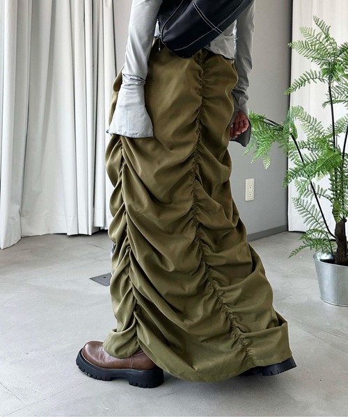 sedacle(セダクル)の「【SDG】shirring narrow skirt(スカート・レディース・ブラック/カーキ・FREE)」の15枚目の写真