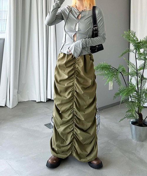 sedacle(セダクル)の「【SDG】shirring narrow skirt(スカート・レディース・ブラック/カーキ・FREE)」の17枚目の写真