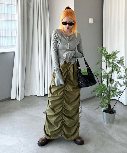 sedacle(セダクル)の「【SDG】shirring narrow skirt(スカート・レディース・ブラック/カーキ・FREE)」の21枚目の写真